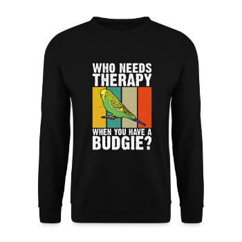 Budgie Gift - Unisex Sweatshirt - black - Front - Alina (178cm) & Michal (187cm)