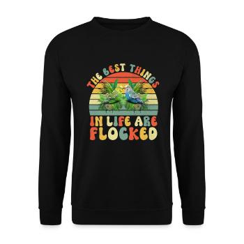 Budgie Gift - Unisex Sweatshirt - black - Front - Alina (178cm) & Michal (187cm)