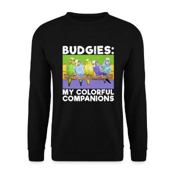 Budgie Gift - Unisex Sweatshirt - black - Front - Alina (178cm) & Michal (187cm)