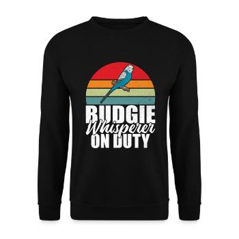 Budgie Gift - Unisex Sweatshirt - black - Front - Alina (178cm) & Michal (187cm)
