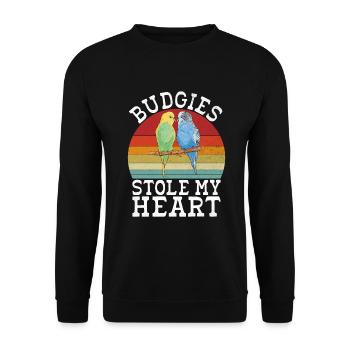 Budgie Gift - Unisex Sweatshirt - black - Front - Alina (178cm) & Michal (187cm)