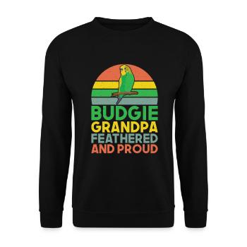 Budgie Gift - Unisex Sweatshirt - black - Front - Alina (178cm) & Michal (187cm)