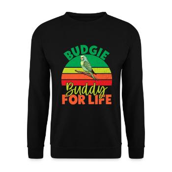 Budgie Gift - Unisex Sweatshirt - black - Front - Alina (178cm) & Michal (187cm)