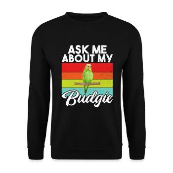 Budgie Gift - Unisex Sweatshirt - black - Front - Alina (178cm) & Michal (187cm)