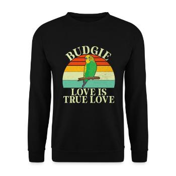 Budgie Gift - Unisex Pullover - Schwarz - Vorne - Alina (178cm) & Michal (187cm)
