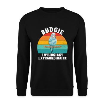 Budgie Gift - Unisex Pullover - Schwarz - Vorne - Alina (178cm) & Michal (187cm)
