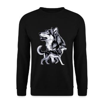 Wolf - Unisex Sweatshirt - black - Front - Alina (178cm) & Michal (187cm)