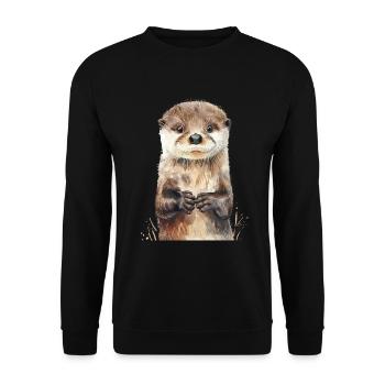 Otter - Unisex Pullover - Schwarz - Vorne - Alina (178cm) & Michal (187cm)