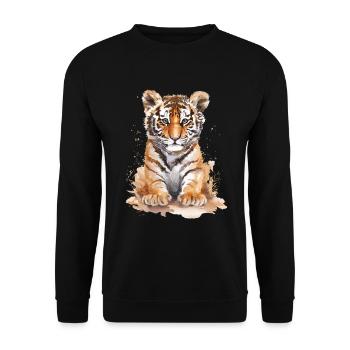 Tiger - Unisex Sweatshirt - black - Front - Alina (178cm) & Michal (187cm)