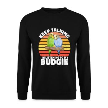 Budgie Gift - Unisex Sweatshirt - black - Front - Alina (178cm) & Michal (187cm)