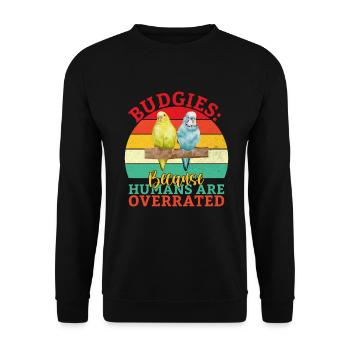 Budgie Gift - Unisex Sweatshirt - black - Front - Alina (178cm) & Michal (187cm)