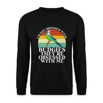 Budgie Gift - Unisex Pullover - Schwarz - Vorne - Alina (178cm) & Michal (187cm)