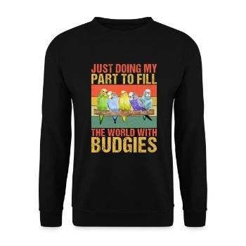 Budgie Gift - Unisex Sweatshirt - black - Front - Alina (178cm) & Michal (187cm)