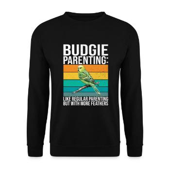 Budgie Gift - Unisex Sweatshirt - black - Front - Alina (178cm) & Michal (187cm)