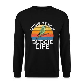 Budgie Gift - Unisex Sweatshirt - black - Front - Alina (178cm) & Michal (187cm)