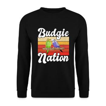 Budgie Gift - Unisex Pullover - Schwarz - Vorne - Alina (178cm) & Michal (187cm)
