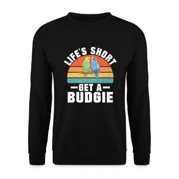 Budgie Gift - Unisex Pullover - Schwarz - Vorne - Alina (178cm) & Michal (187cm)
