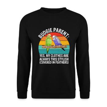 Budgie Gift - Unisex Sweatshirt - black - Front - Alina (178cm) & Michal (187cm)