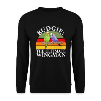 Budgie Gift - Unisex Sweatshirt - black - Front - Alina (178cm) & Michal (187cm)