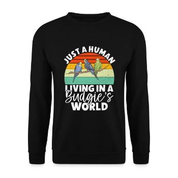 Budgie Gift - Unisex Pullover - Schwarz - Vorne - Alina (178cm) & Michal (187cm)