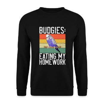 Budgie Gift - Unisex Pullover - Schwarz - Vorne - Alina (178cm) & Michal (187cm)