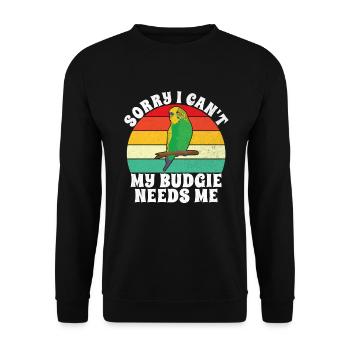 Budgie Gift - Unisex Pullover - Schwarz - Vorne - Alina (178cm) & Michal (187cm)