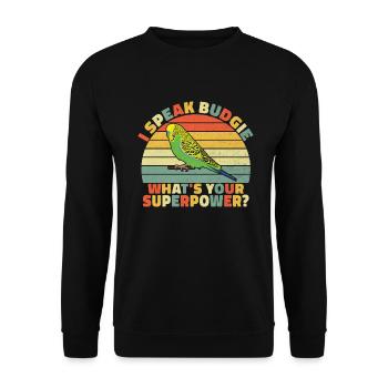 Budgie Gift - Unisex Sweatshirt - black - Front - Alina (178cm) & Michal (187cm)