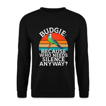 Budgie Gift - Unisex Pullover - Schwarz - Vorne - Alina (178cm) & Michal (187cm)
