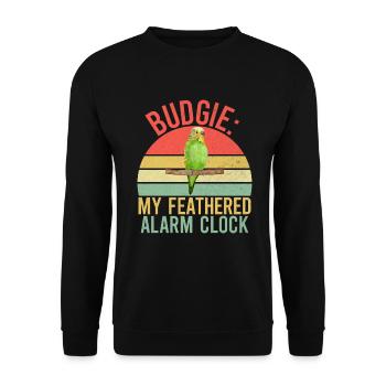 Budgie Gift - Unisex Sweatshirt - black - Front - Alina (178cm) & Michal (187cm)