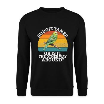 Budgie Gift - Unisex Sweatshirt - black - Front - Alina (178cm) & Michal (187cm)