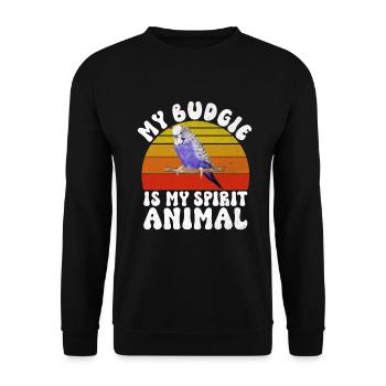 Budgie Gift - Unisex Pullover - Schwarz - Vorne - Alina (178cm) & Michal (187cm)
