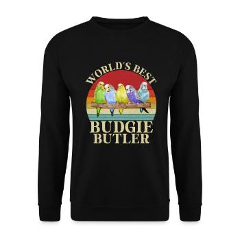 Budgie Gift - Unisex Sweatshirt - black - Front - Alina (178cm) & Michal (187cm)