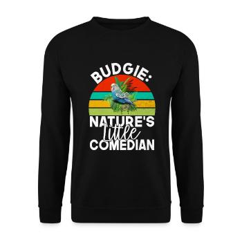 Budgie Gift - Unisex Sweatshirt - black - Front - Alina (178cm) & Michal (187cm)