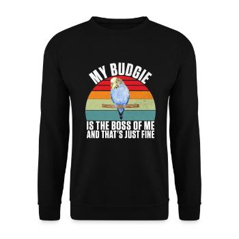 Budgie Gift - Unisex Pullover - Schwarz - Vorne - Alina (178cm) & Michal (187cm)