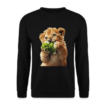 Löwe - Unisex Pullover - Schwarz - Vorne - Alina (178cm) & Michal (187cm)