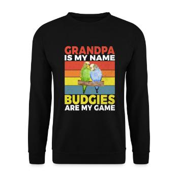 Budgie Gift - Unisex Pullover - Schwarz - Vorne - Alina (178cm) & Michal (187cm)