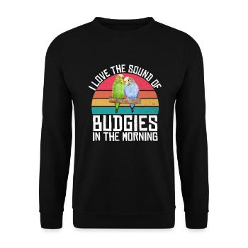 Budgie Gift - Unisex Sweatshirt - black - Front - Alina (178cm) & Michal (187cm)