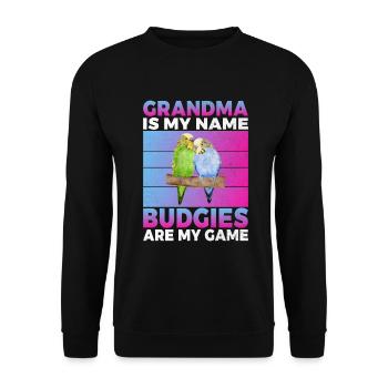 Budgie Gift - Unisex Sweatshirt - black - Front - Alina (178cm) & Michal (187cm)