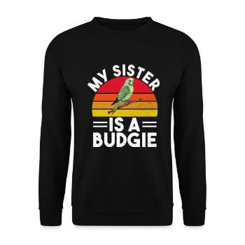 Budgie Gift - Unisex Sweatshirt - black - Front - Alina (178cm) & Michal (187cm)