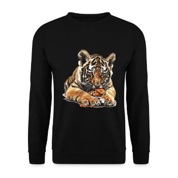 Tiger - Unisex Sweatshirt - black - Front - Alina (178cm) & Michal (187cm)