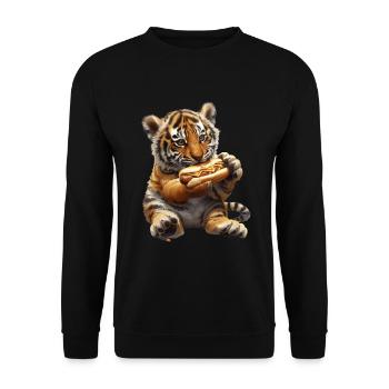 Tiger - Unisex Sweatshirt - black - Front - Alina (178cm) & Michal (187cm)