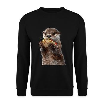 Otter - Unisex Sweatshirt - black - Front - Alina (178cm) & Michal (187cm)