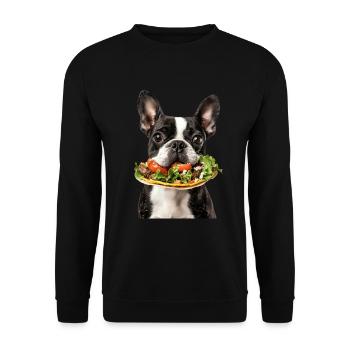 Boston Terrier - Unisex Pullover - Schwarz - Vorne - Alina (178cm) & Michal (187cm)