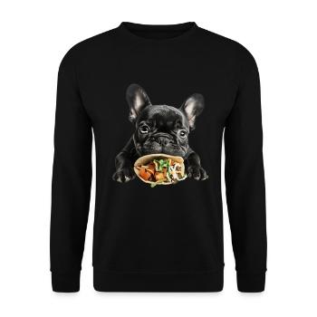 French Bulldog - Unisex Pullover - Schwarz - Vorne - Alina (178cm) & Michal (187cm)