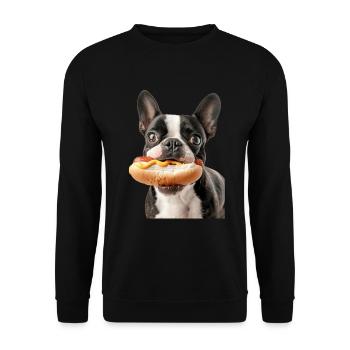 Boston Terrier - Unisex Pullover - Schwarz - Vorne - Alina (178cm) & Michal (187cm)