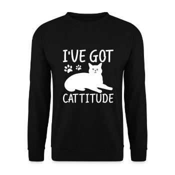 Cat Dad Gifts - Unisex Pullover - Schwarz - Vorne - Alina (178cm) & Michal (187cm)