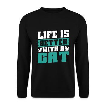 Cat Dad Gifts - Unisex Pullover - Schwarz - Vorne - Alina (178cm) & Michal (187cm)