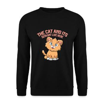 Cat Dad Gifts - Unisex Pullover - Schwarz - Vorne - Alina (178cm) & Michal (187cm)