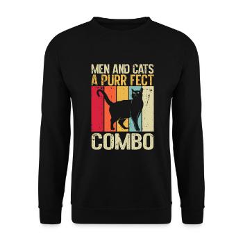 Cat Dad Gifts - Unisex Pullover - Schwarz - Vorne - Alina (178cm) & Michal (187cm)