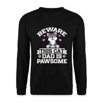Cat Dad Gifts - Unisex Pullover - Schwarz - Vorne - Alina (178cm) & Michal (187cm)